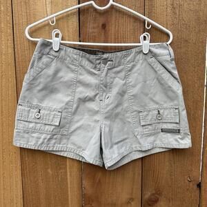 Lei Y2K Khaki Cargo Rip Stop Shorty Shorts Outdoor Hiking Beach Sz 7 Junior